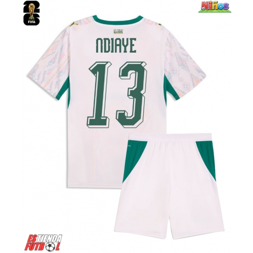 Senegal Iliman Ndiaye #13 Primera Equipación Niños Mundial 2026 Manga Corta (+ Pantalones cortos)